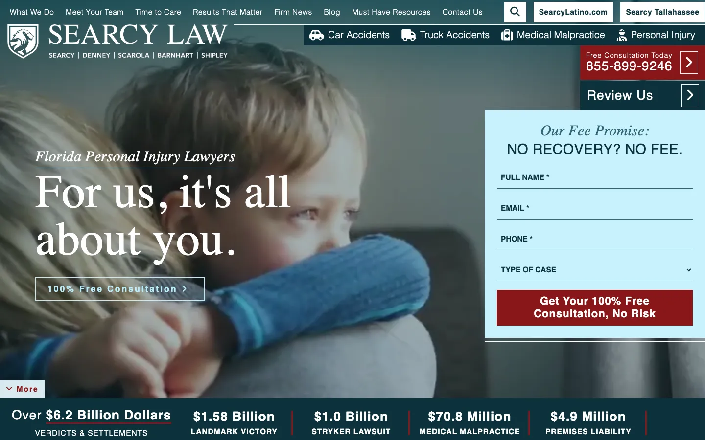 Screenshot of the Searcy Denney Scarola Barnhart & Shipley, P.A. website
