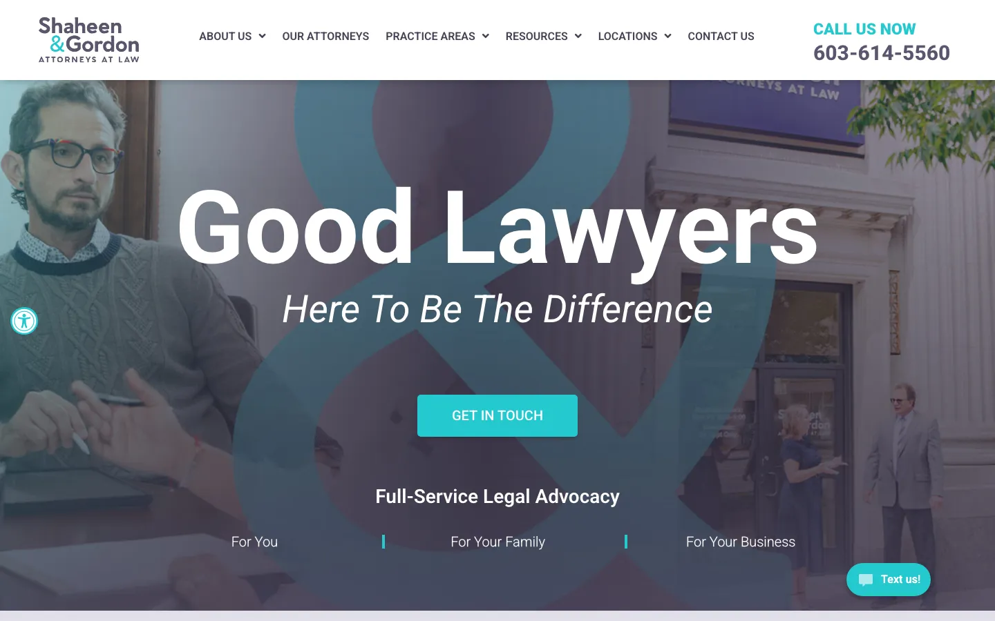 Screenshot of the Shaheen & Gordon, P.A. website