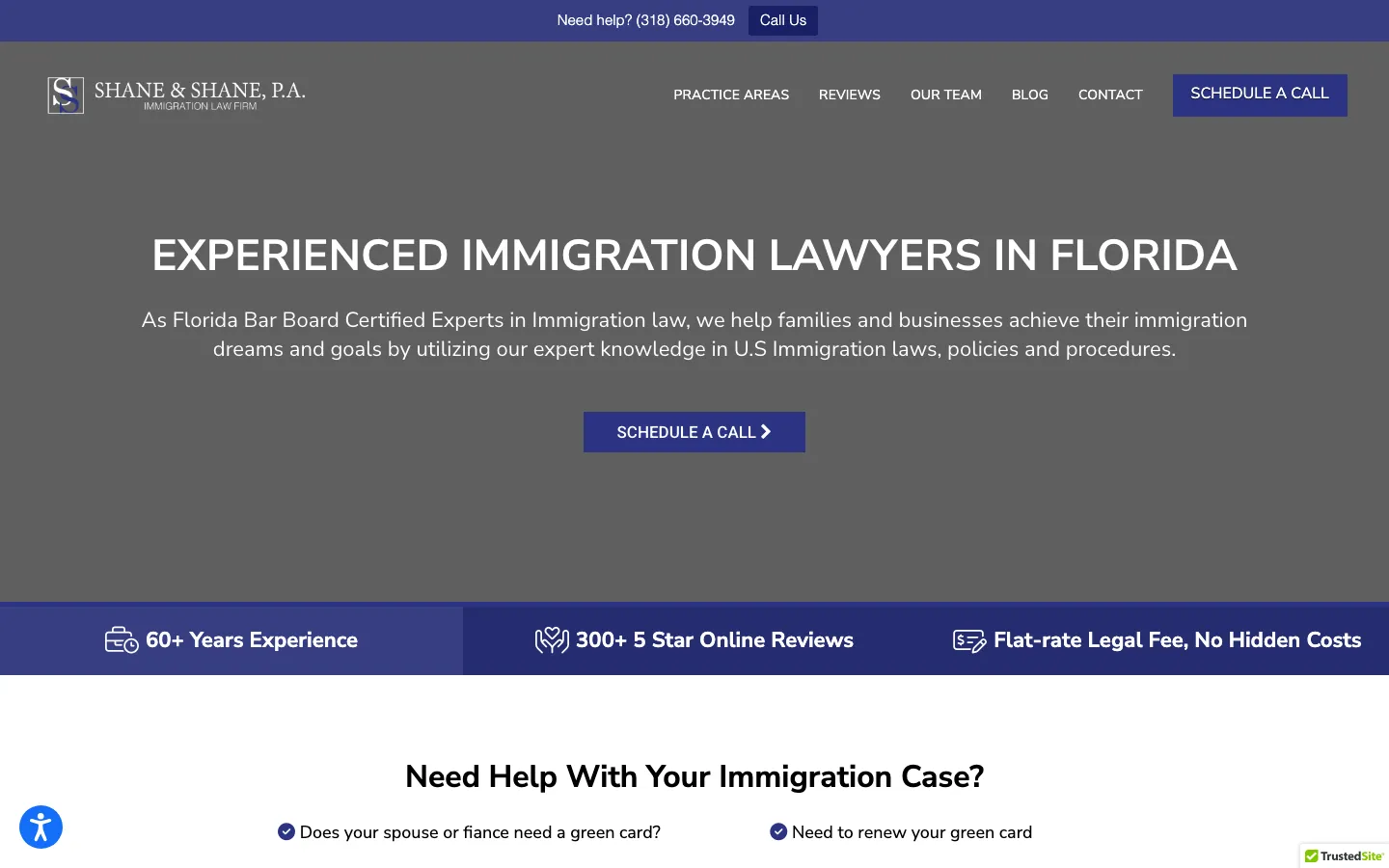 Screenshot of the Shane & Shane, P.A. website