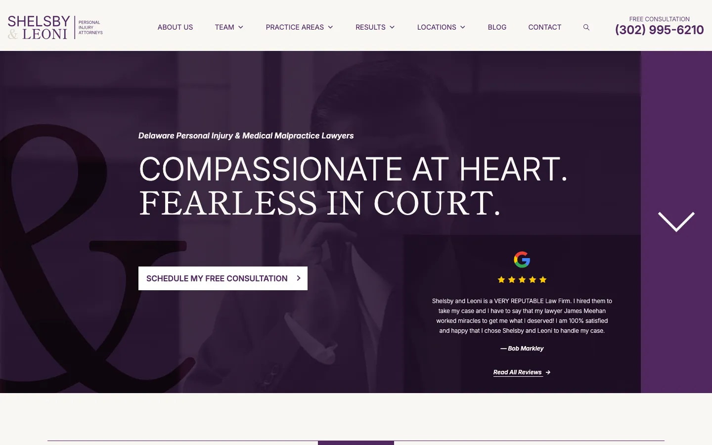 Screenshot of the Shelsby & Leoni, P.A. website