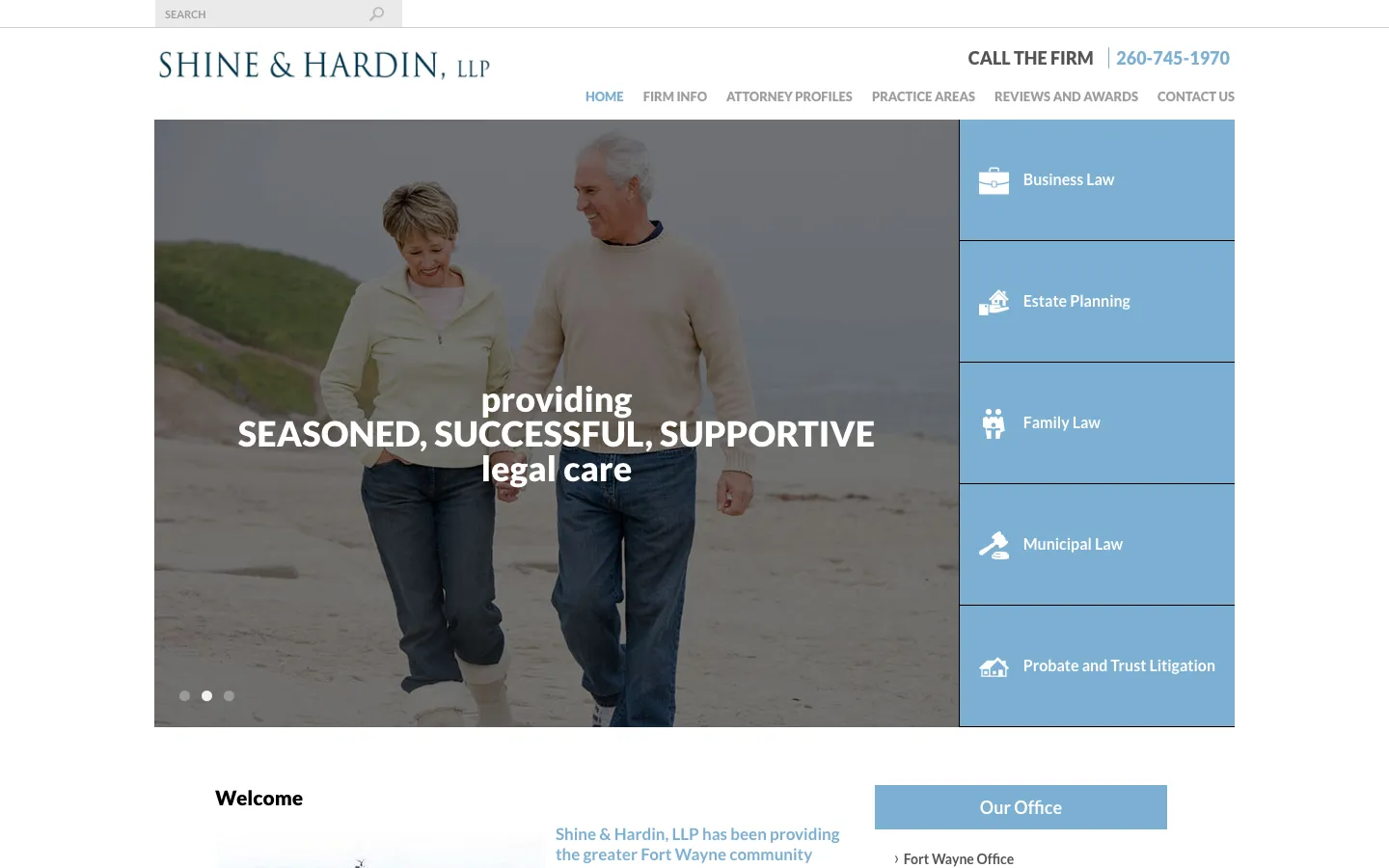 Screenshot of the Shine & Hardin, LLP website