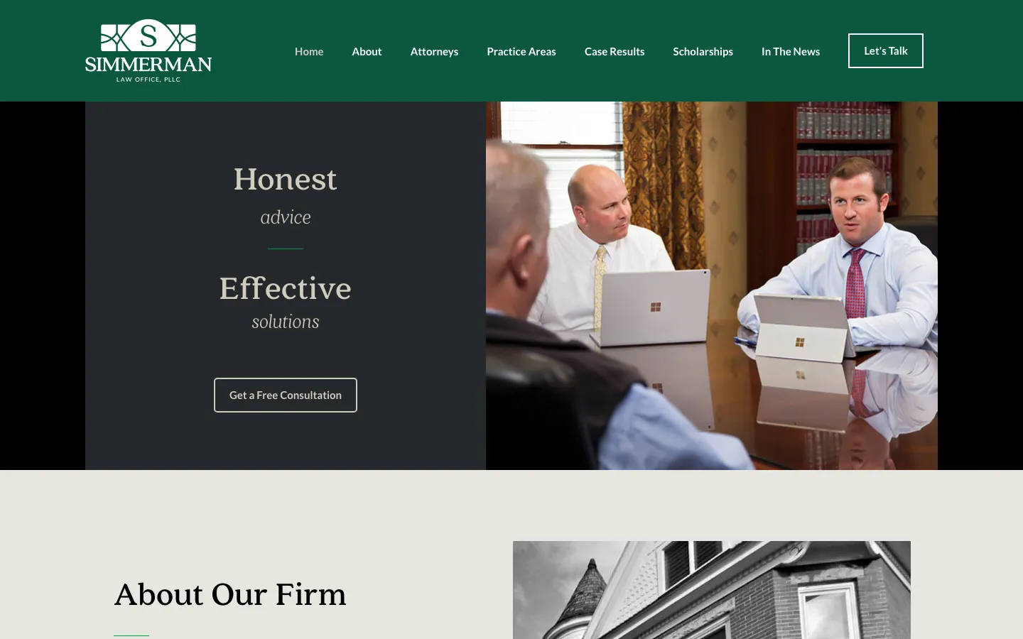 Screenshot of the Simmerman Law Office website