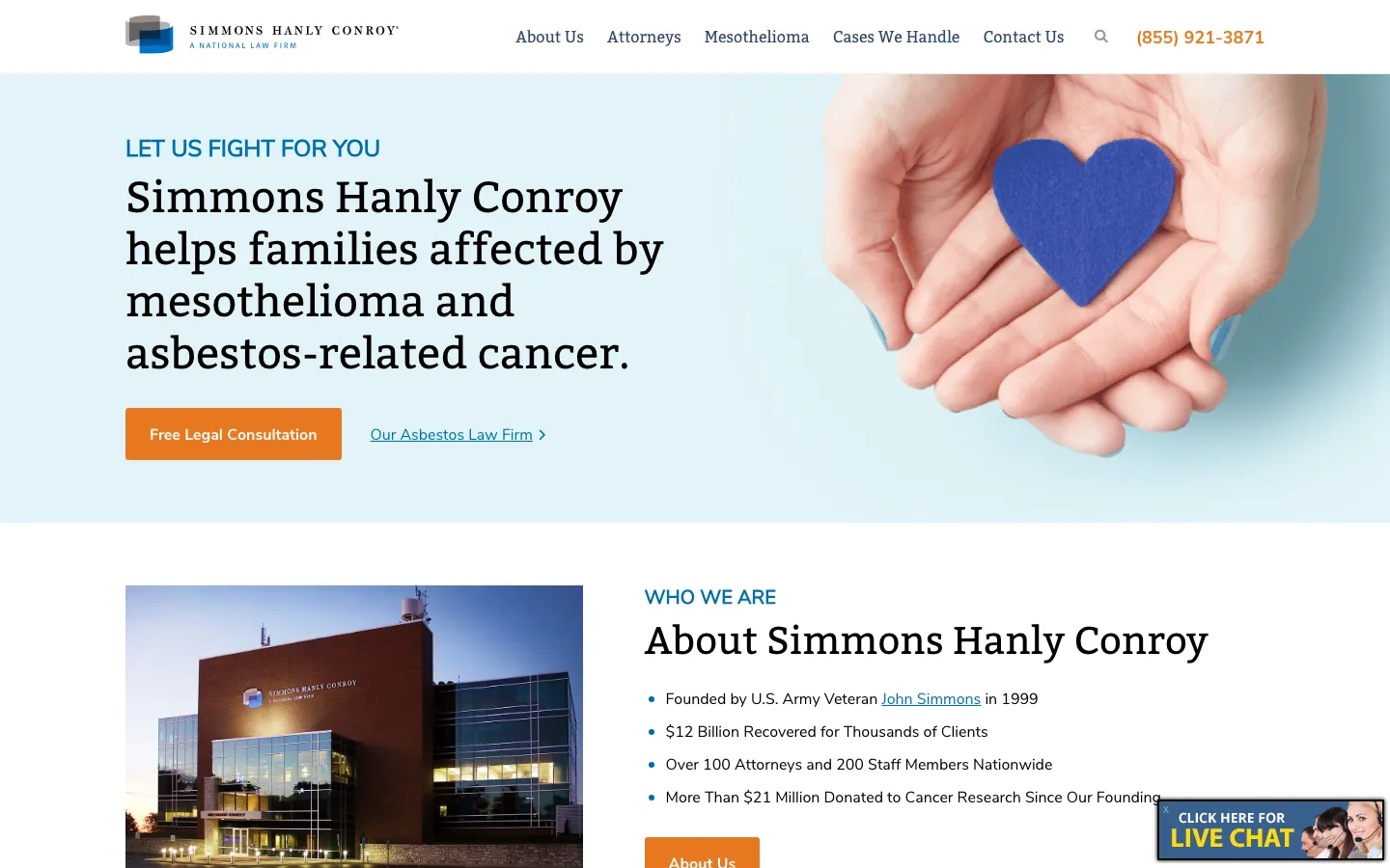 Screenshot of the Simmons Hanly Conroy website