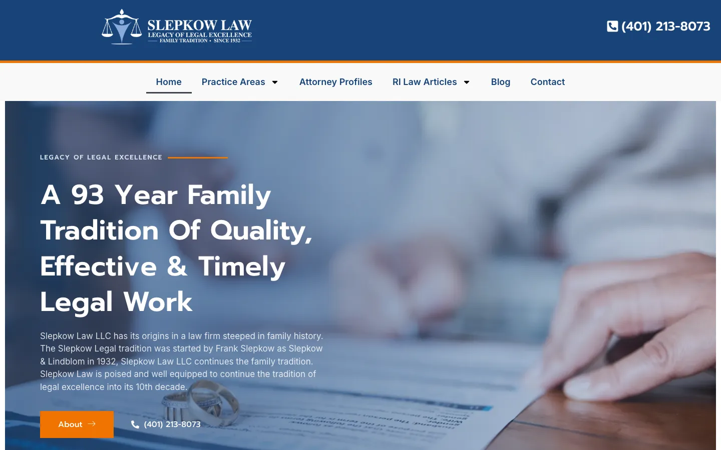 Screenshot of the Slepkow Law LLC website