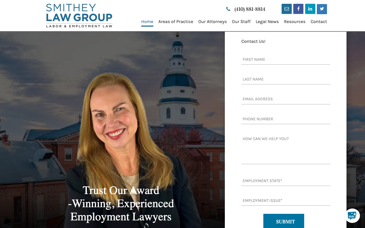Screenshot of the Smithey Law Group LLC website