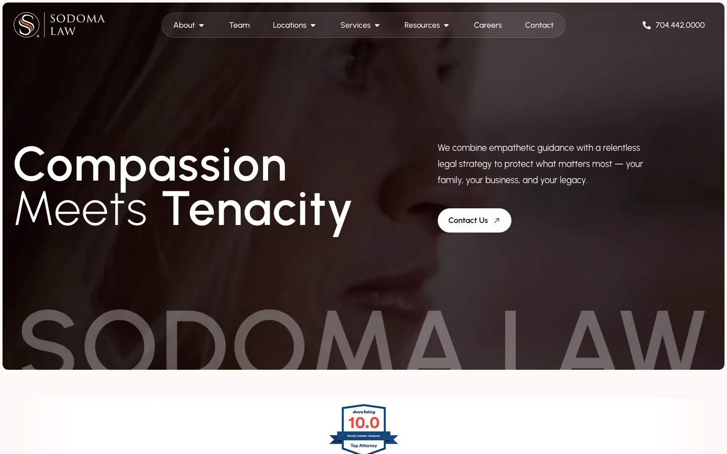 Screenshot of the Sodoma Law, P.C. website