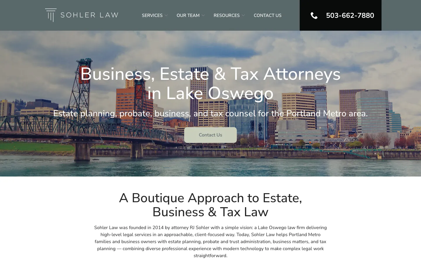 Screenshot of the Sohler Law website