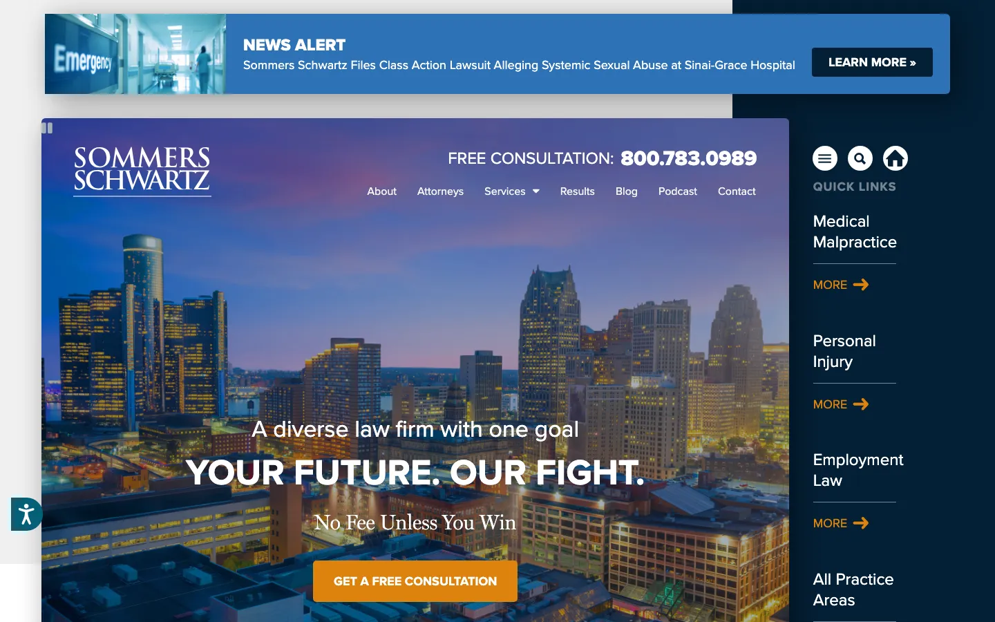 Screenshot of the Sommers Schwartz, P.C. website
