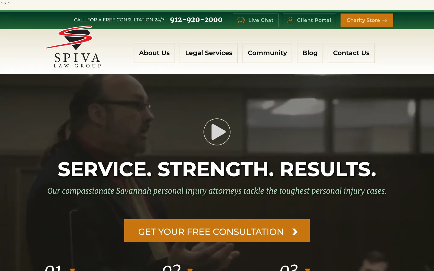 Screenshot of the Spiva Law Group, P.C. website
