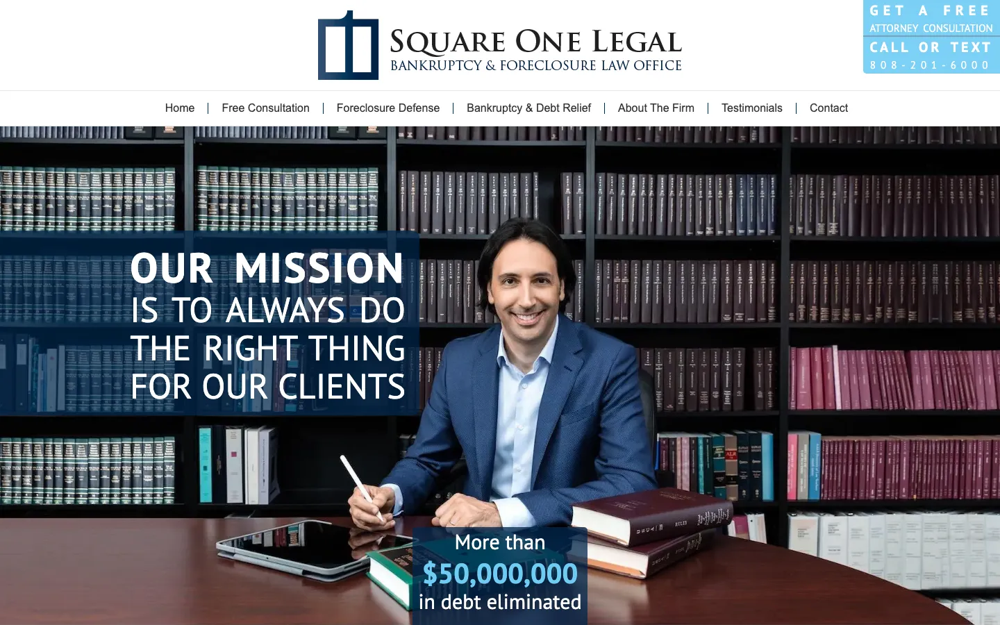 Screenshot of the Square One Legal website