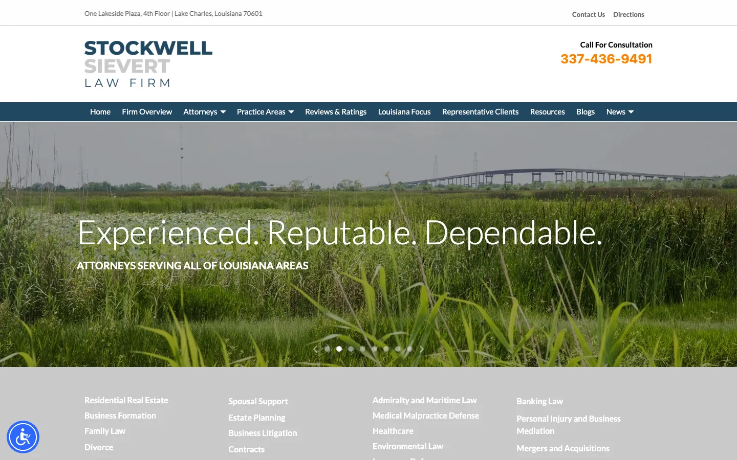 Screenshot of the Stockwell, Sievert, Viccellio, Clements & Shaddock, L.L.P. website