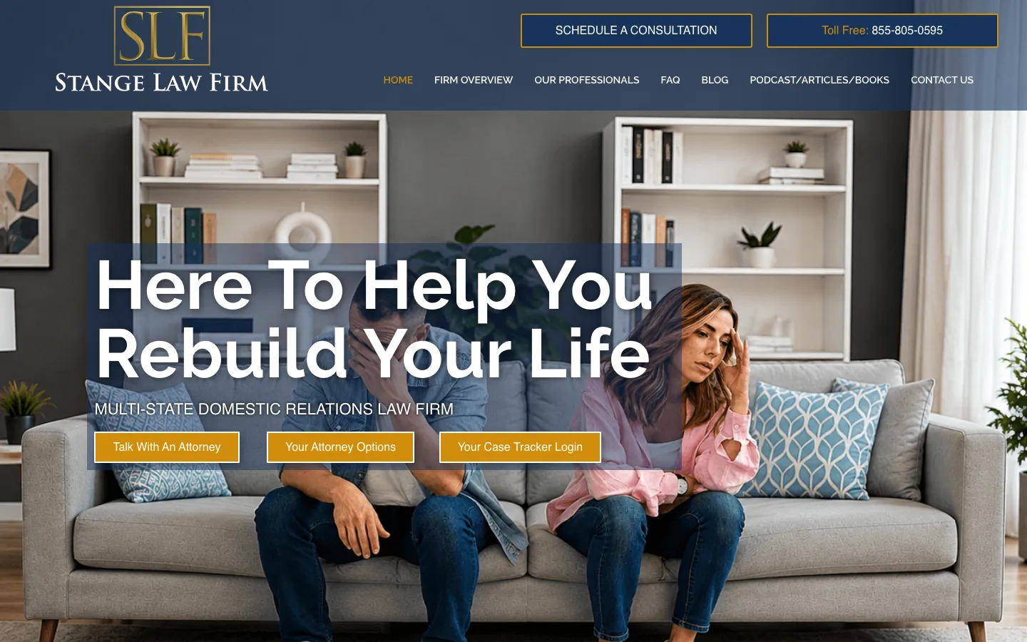 Screenshot of the Stange Law Firm, PC website