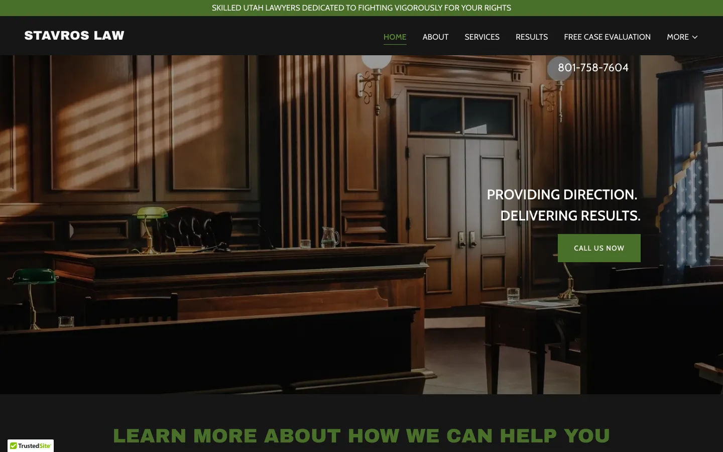 Screenshot of the Stavros Law P.C. website
