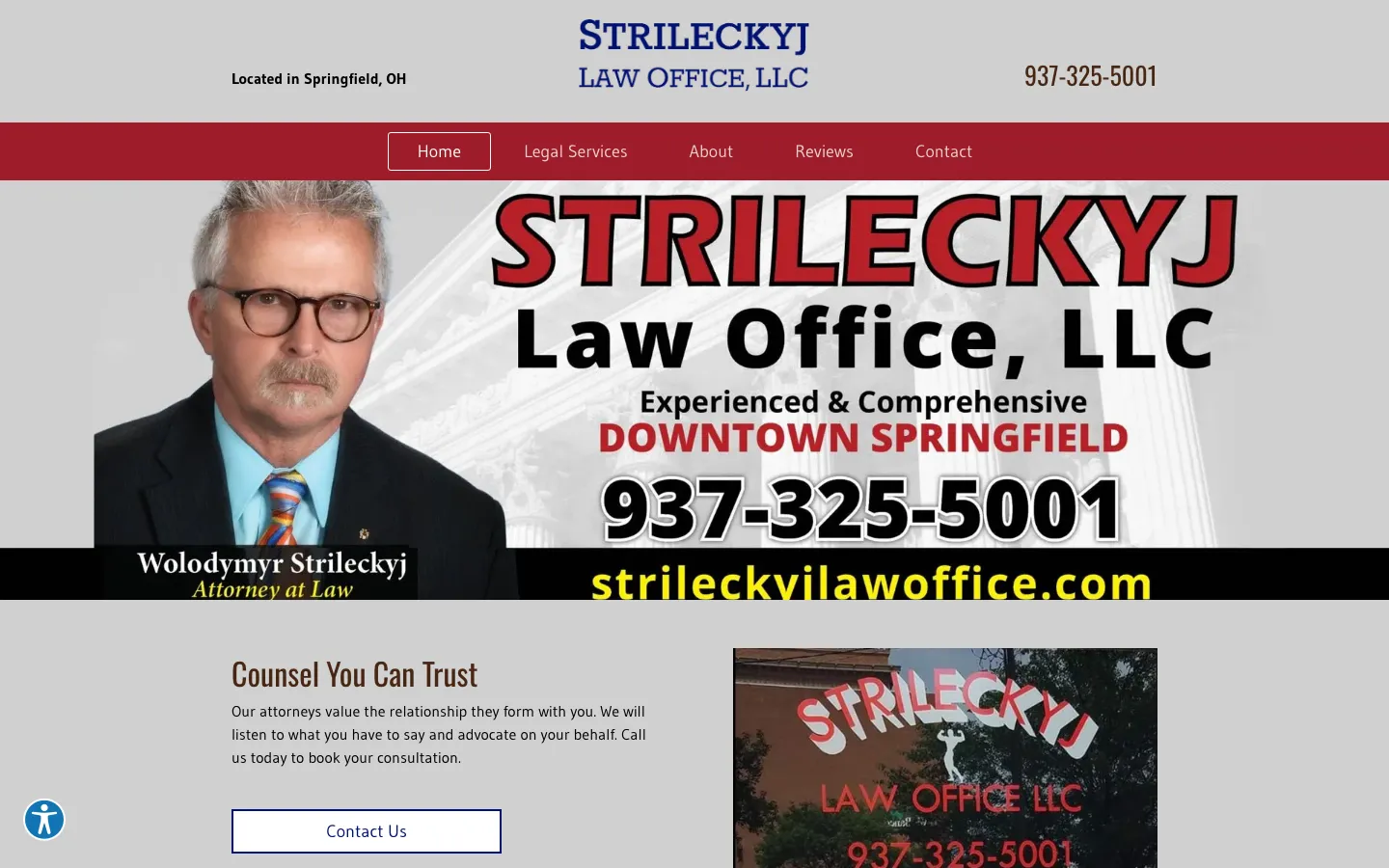 Screenshot of the Strileckyj Law Office LLC website