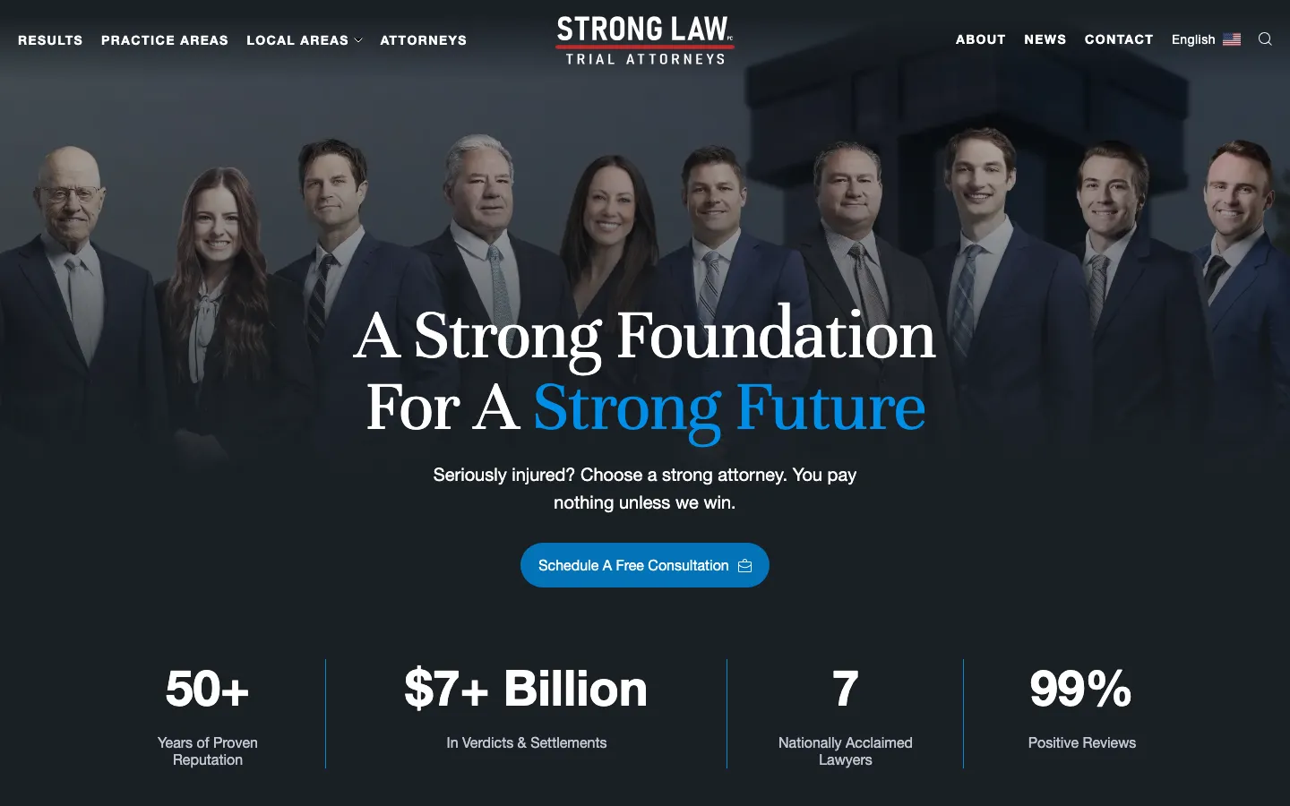 Screenshot of the Strong Law, P.C. website