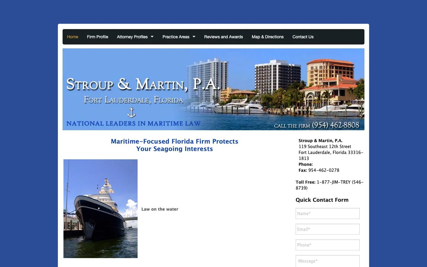 Screenshot of the Stroup & Martin, P.A. website