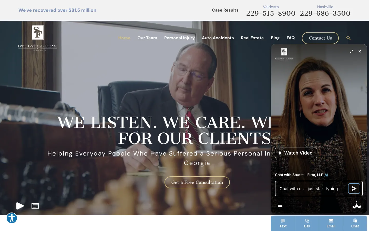 Screenshot of the Studstill Firm, LLP website
