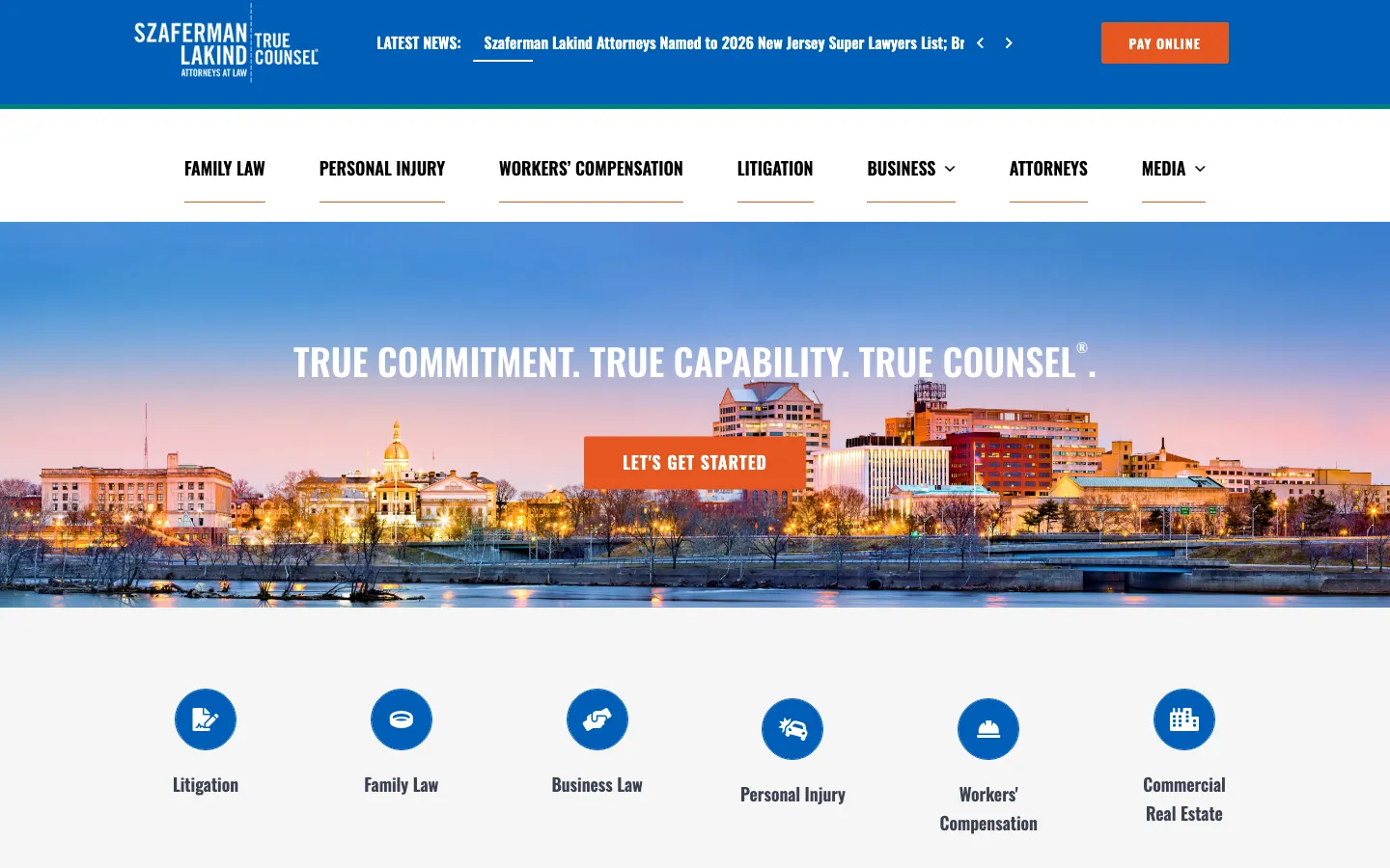 Screenshot of the Szaferman Lakind website