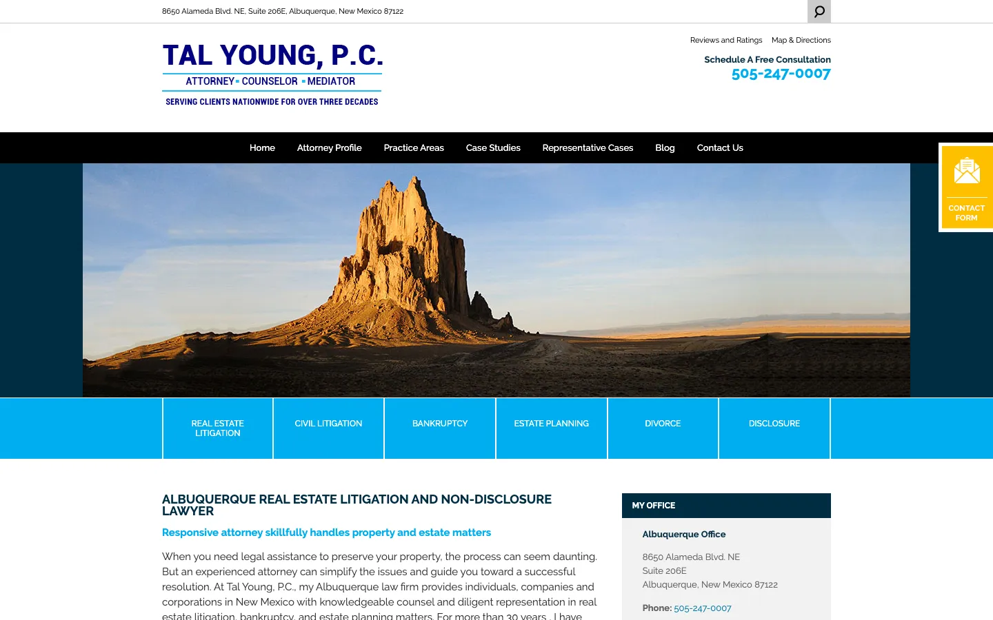 Screenshot of the Tal Young, P.C. website