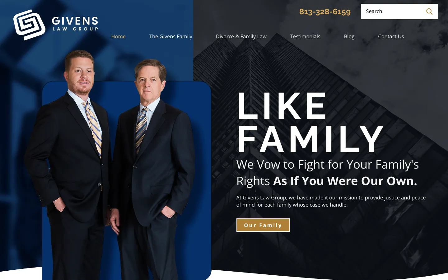 Screenshot of the Givens Law Group website