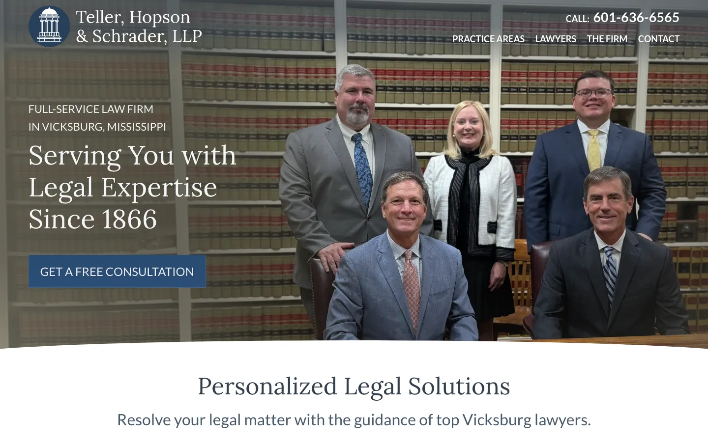 Screenshot of the Teller, Hopson & Schrader, LLP website