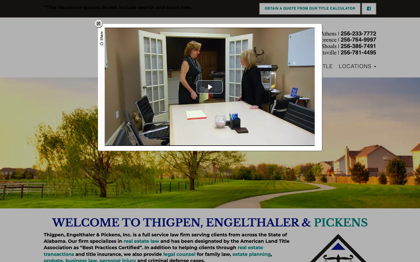 Screenshot of the Thigpen, Thigpen, Engelthaler & Scott website