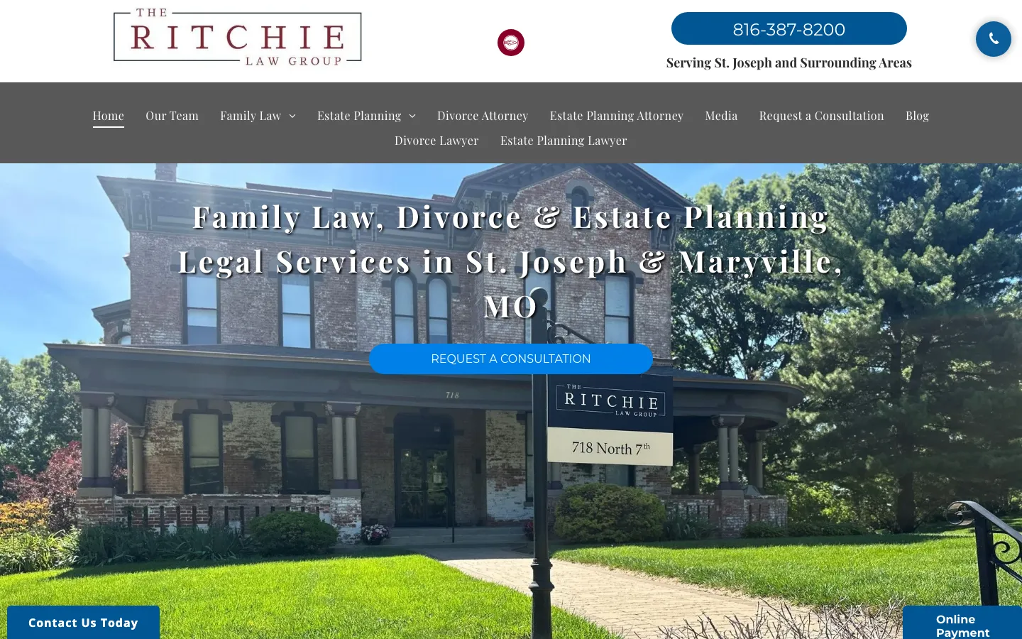 Screenshot of the The Ritchie Law Group website