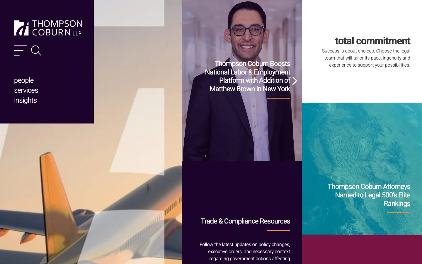 Screenshot of the Thompson Coburn LLP website