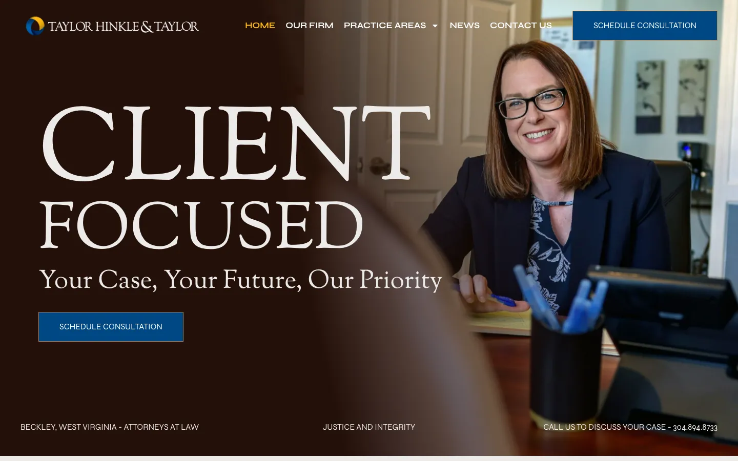 Screenshot of the Taylor, Hinkle & Taylor, Attorneys at Law website