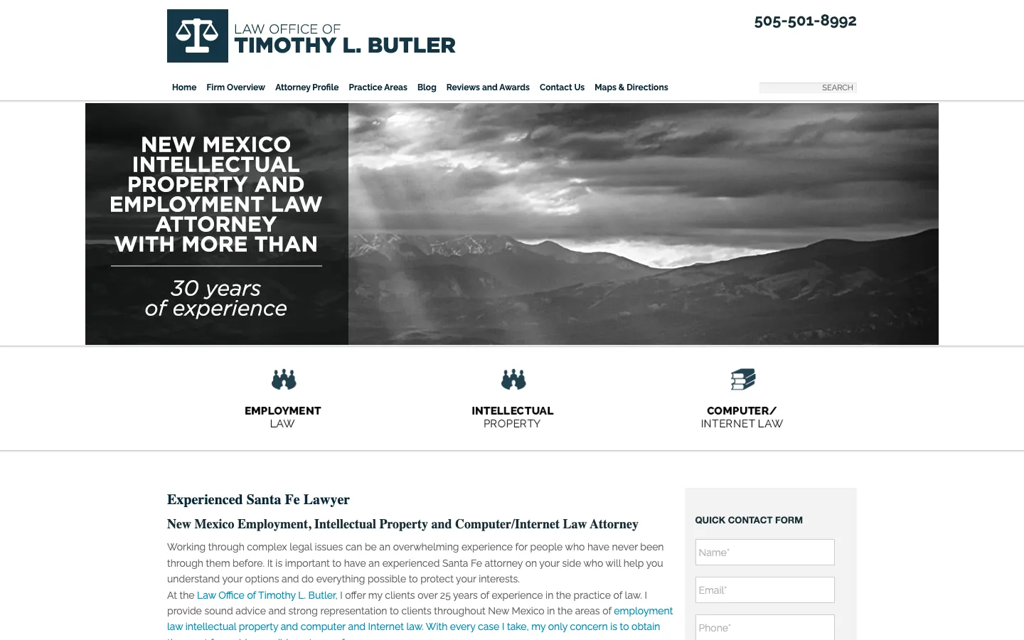 Screenshot of the Law Office of Timothy L. Butler website
