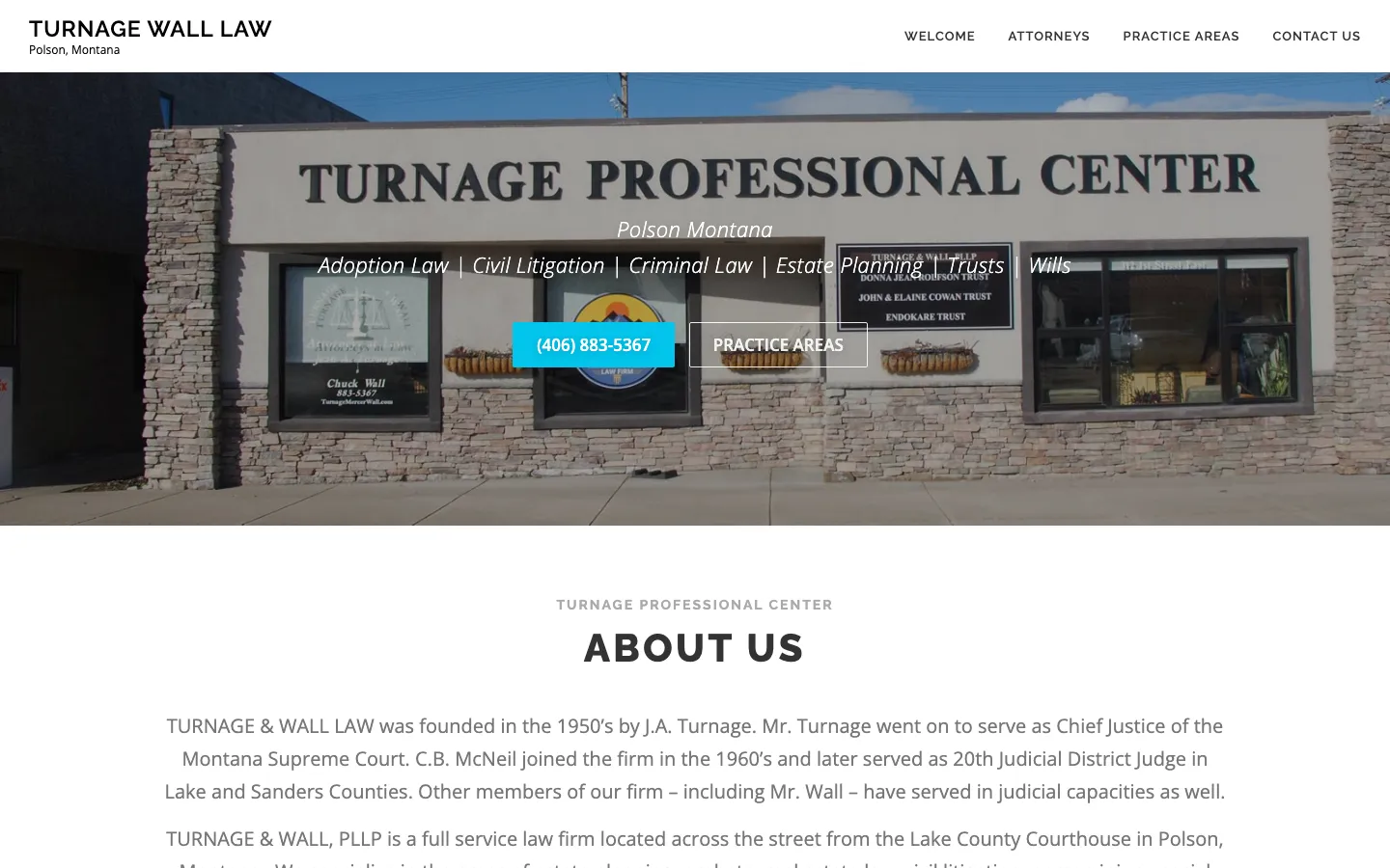 Screenshot of the Turnage & Wall, PLLP website