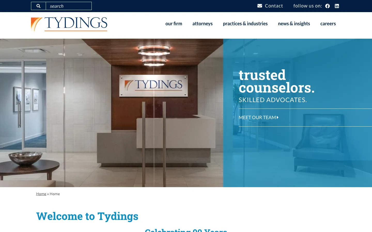 Screenshot of the Tydings & Rosenberg LLP website