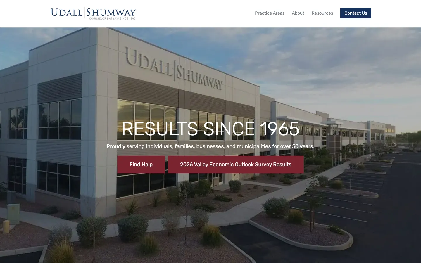 Screenshot of the Udall Shumway PLC website