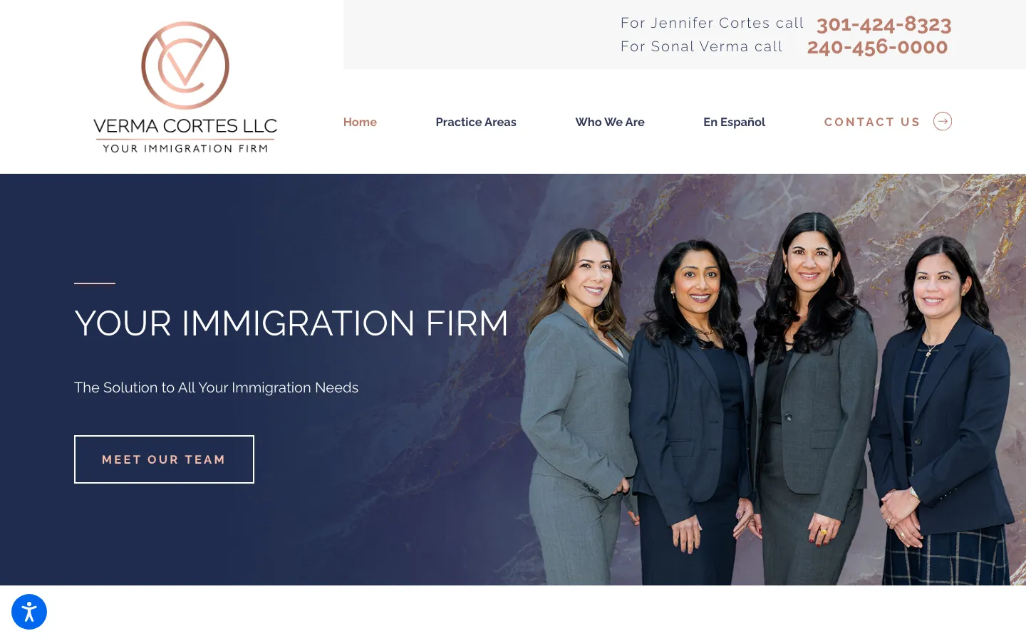 Screenshot of the Verma Cortes LLC website