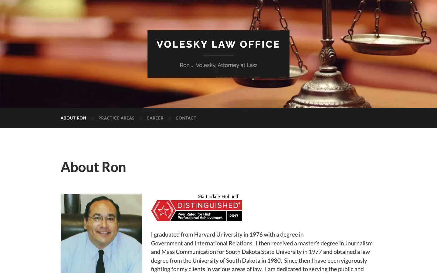 Screenshot of the Volesky Law Office website