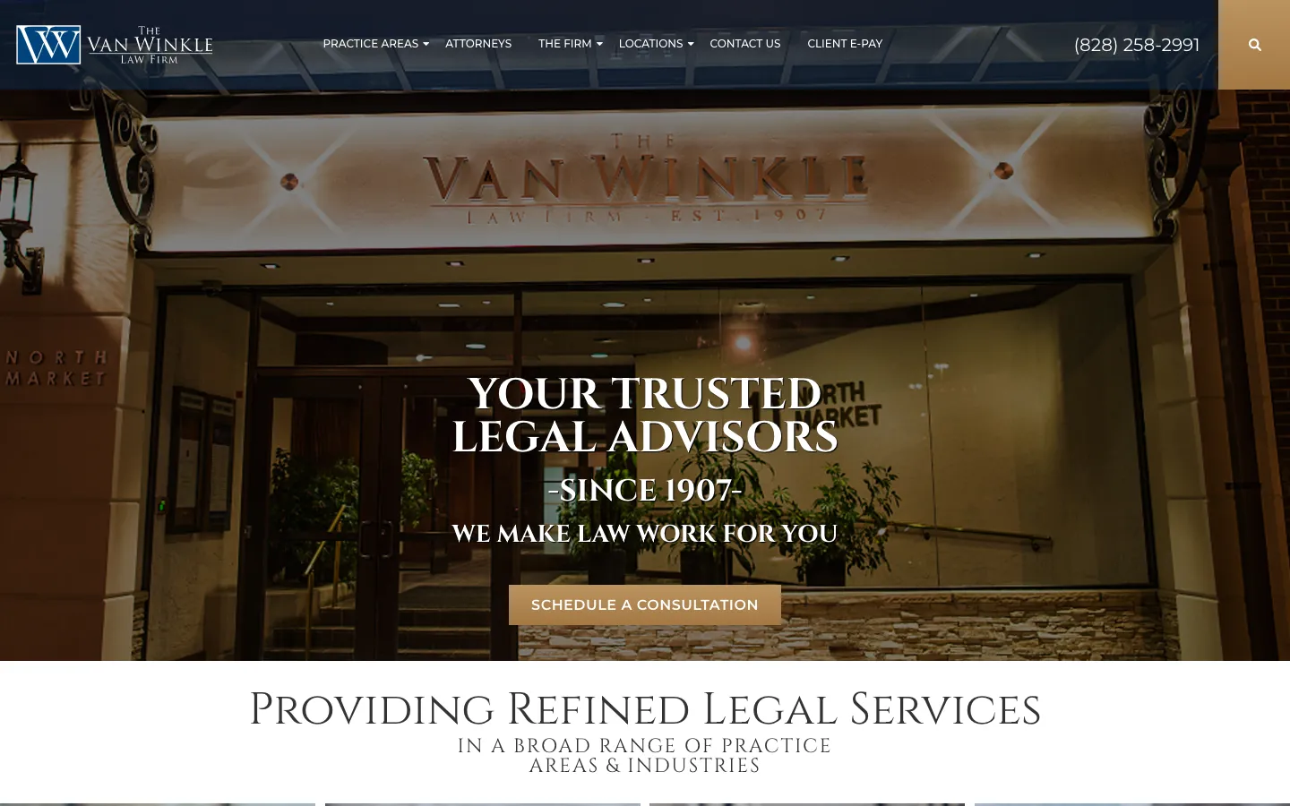 Screenshot of the The Van Winkle Law Firm website