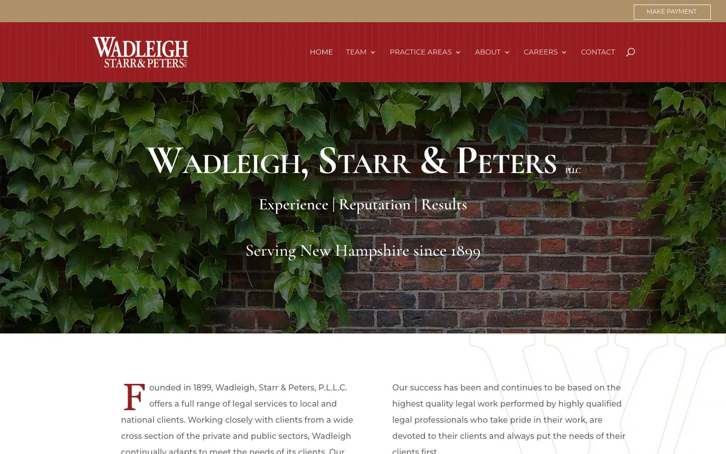 Screenshot of the Wadleigh, Starr & Peters, P.L.L.C. website