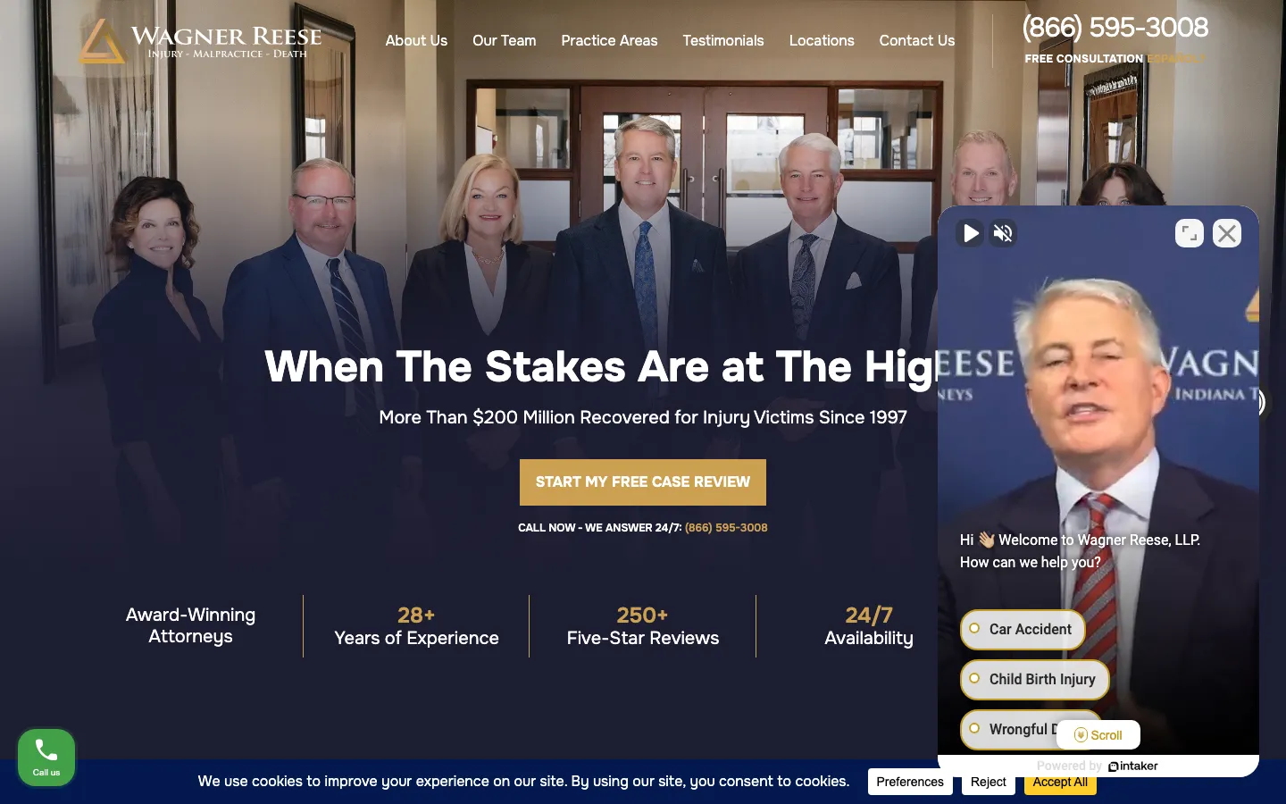 Screenshot of the Wagner Reese, LLP website