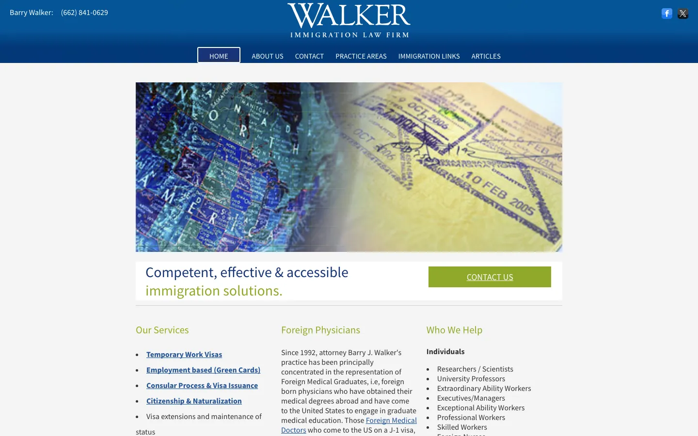 Screenshot of the Walker & Ungo Immigration Law Firm website