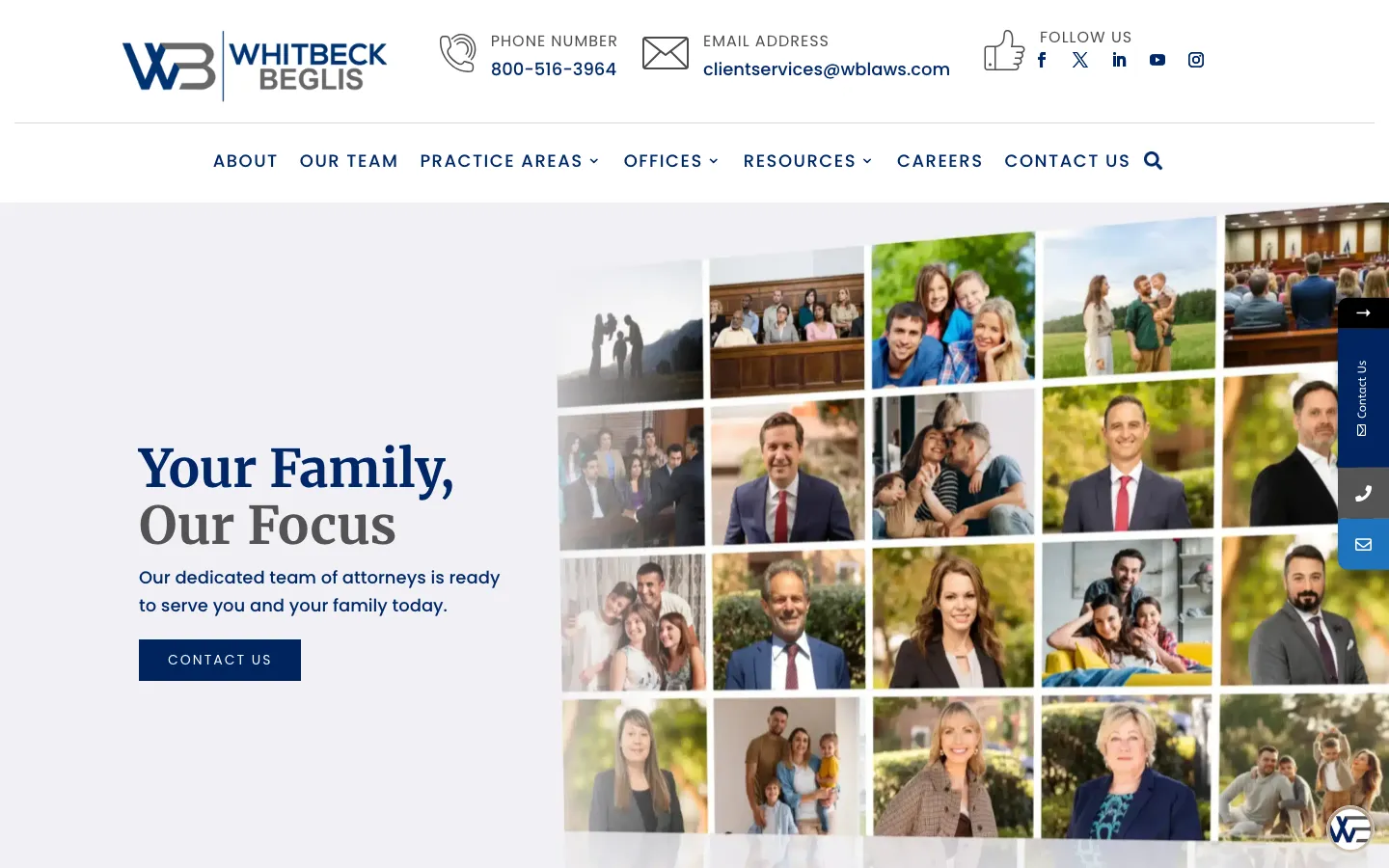 Screenshot of the WhitbeckBeglis website