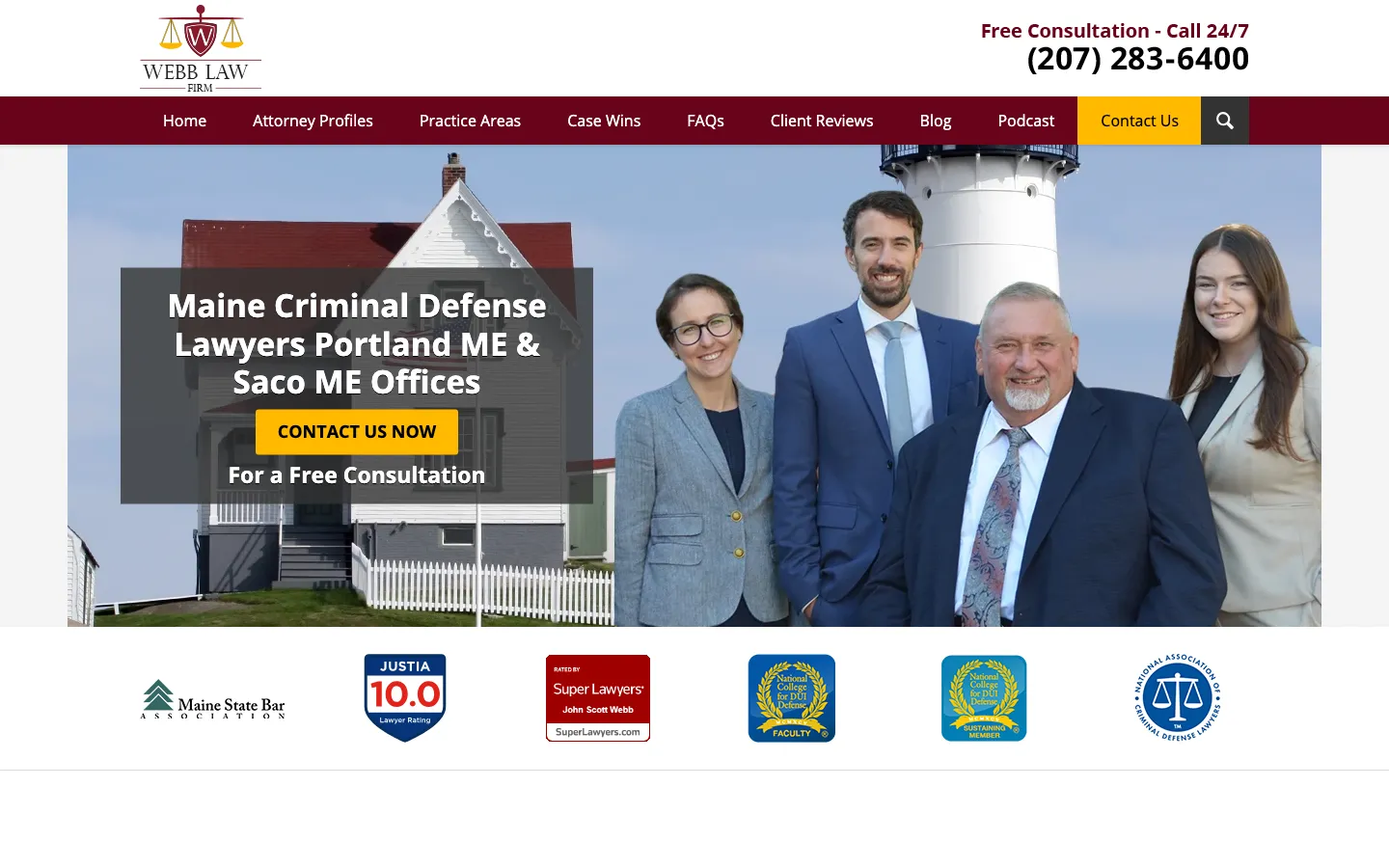 Screenshot of the Webb Law Firm website