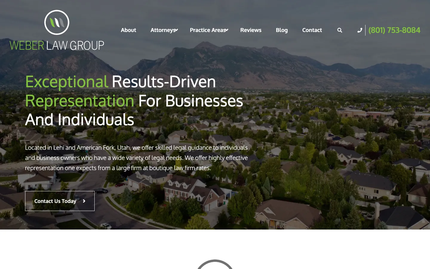 Screenshot of the Weber Law Group, PLLC website