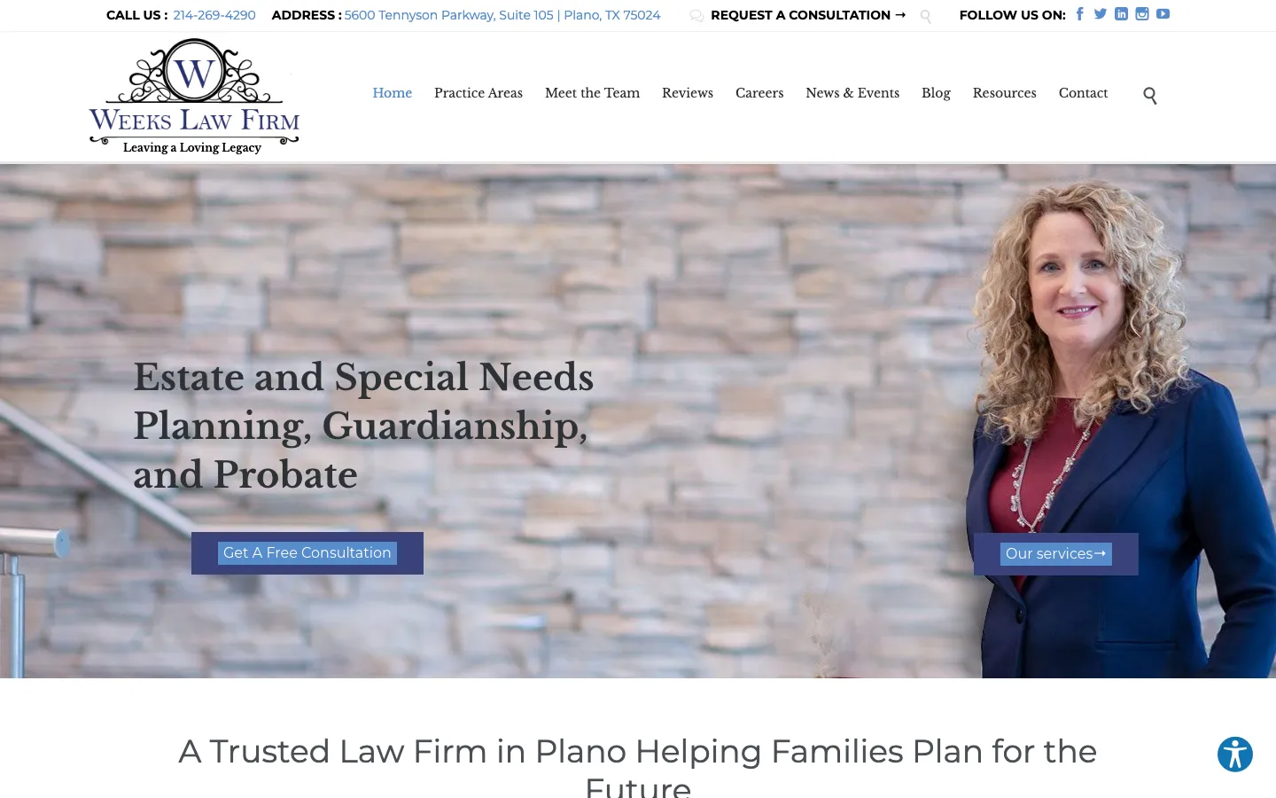 Screenshot of the Weeks Law Firm website
