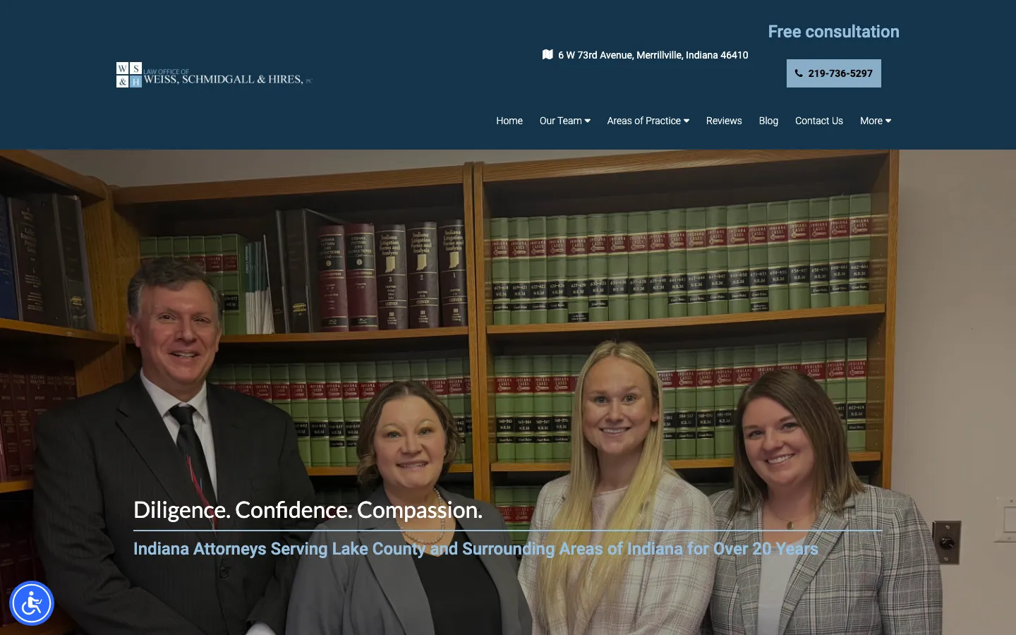 Screenshot of the Law Office of Weiss, Schmidgall and Hires, P.C. website