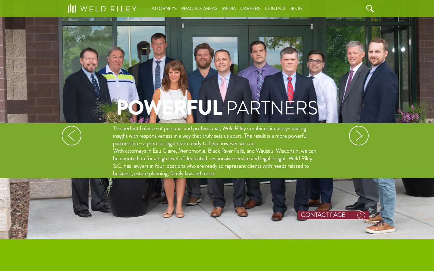 Screenshot of the Weld Riley, S.C. website
