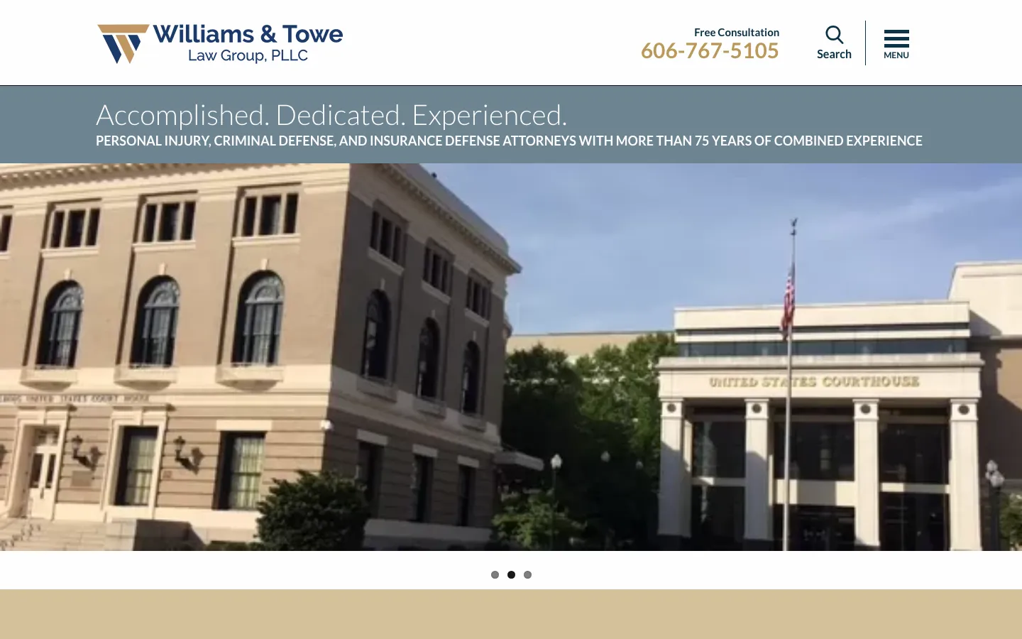 Screenshot of the Williams & Towe Law Group website