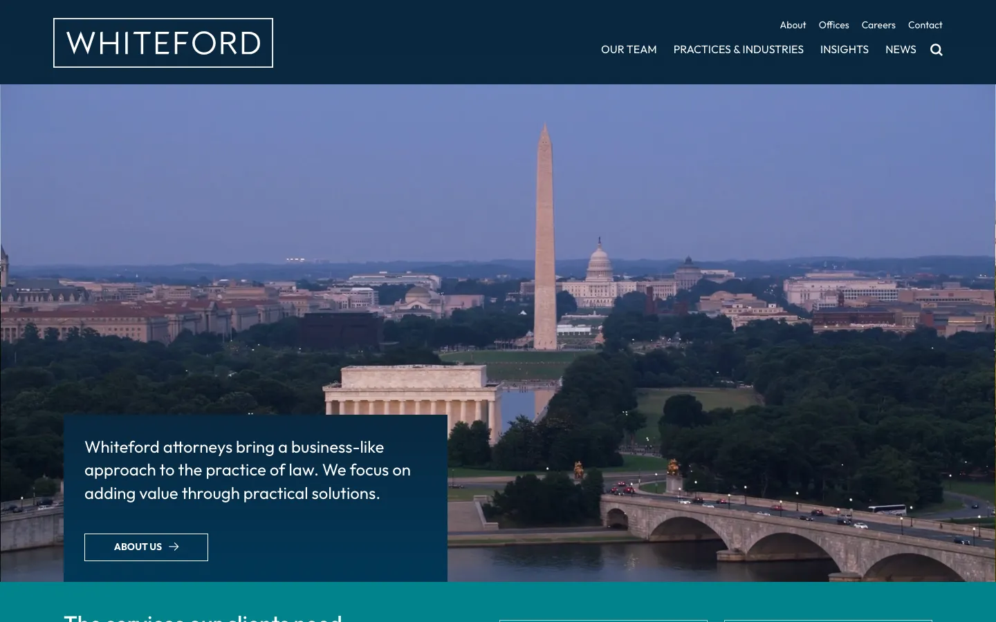 Screenshot of the Whiteford, Taylor & Preston LLP website