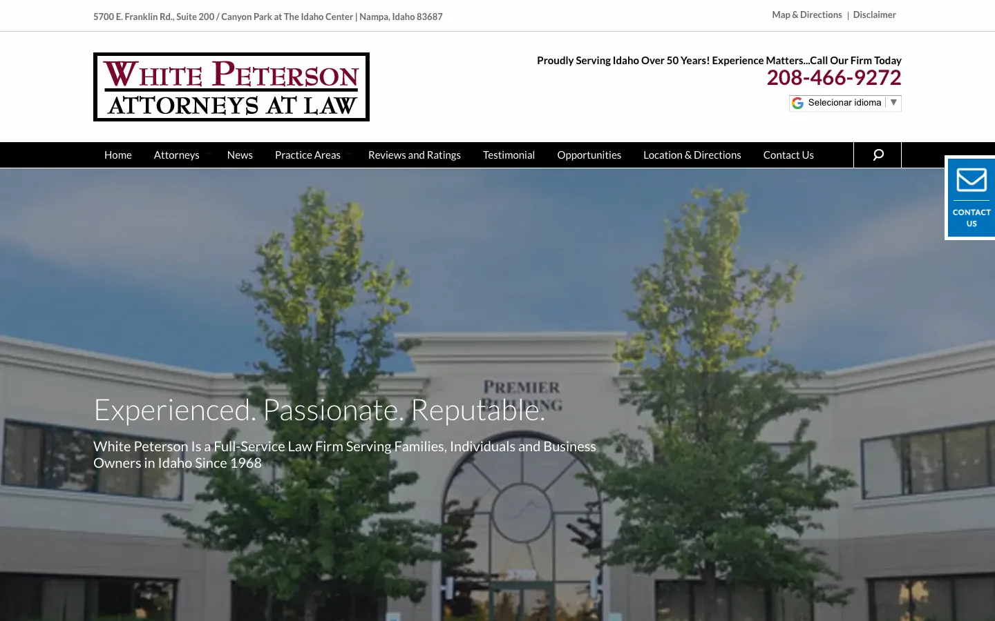Screenshot of the White Peterson, Attorneys at Law website