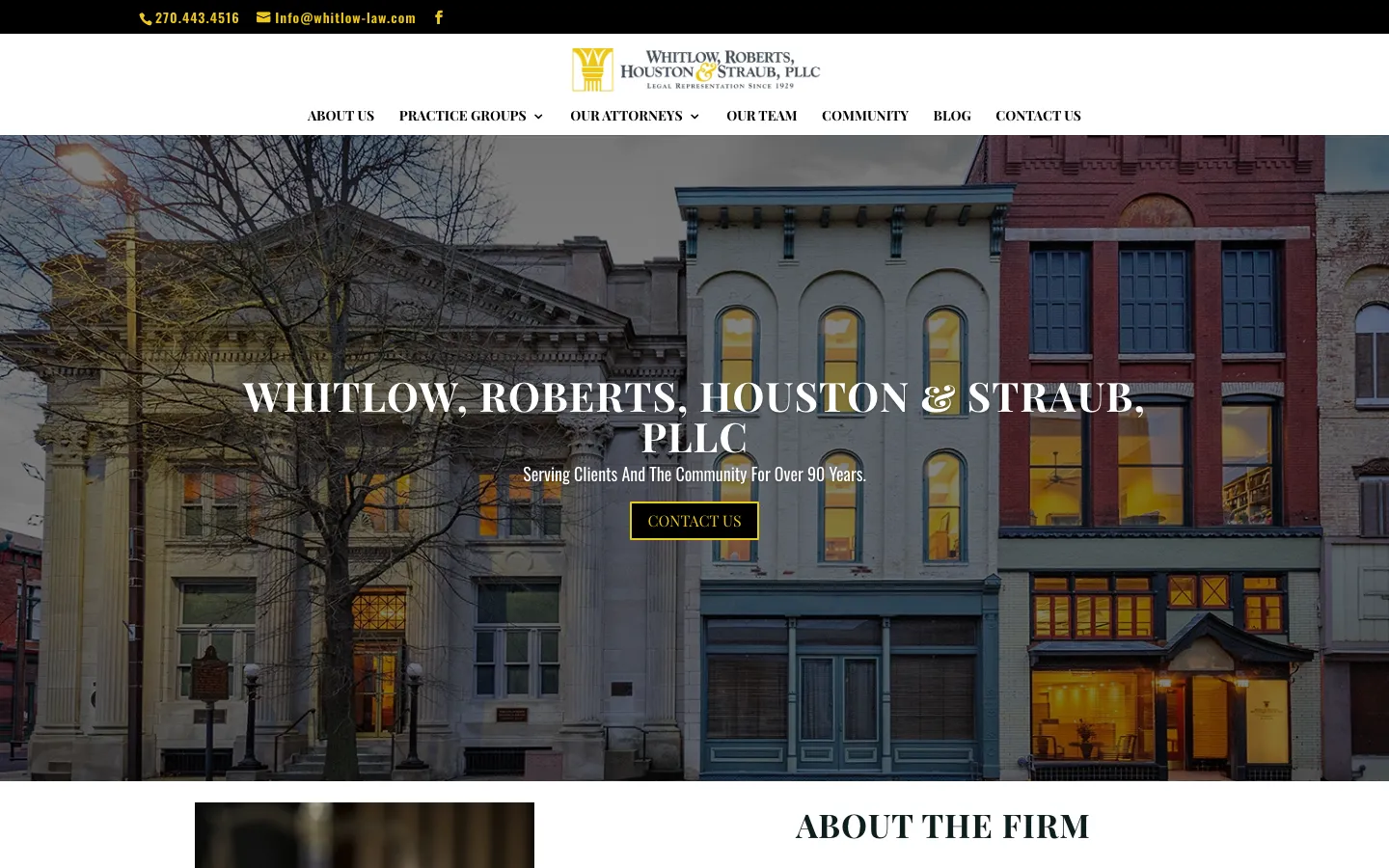 Screenshot of the Whitlow, Roberts, Houston & Straub, PLLC website