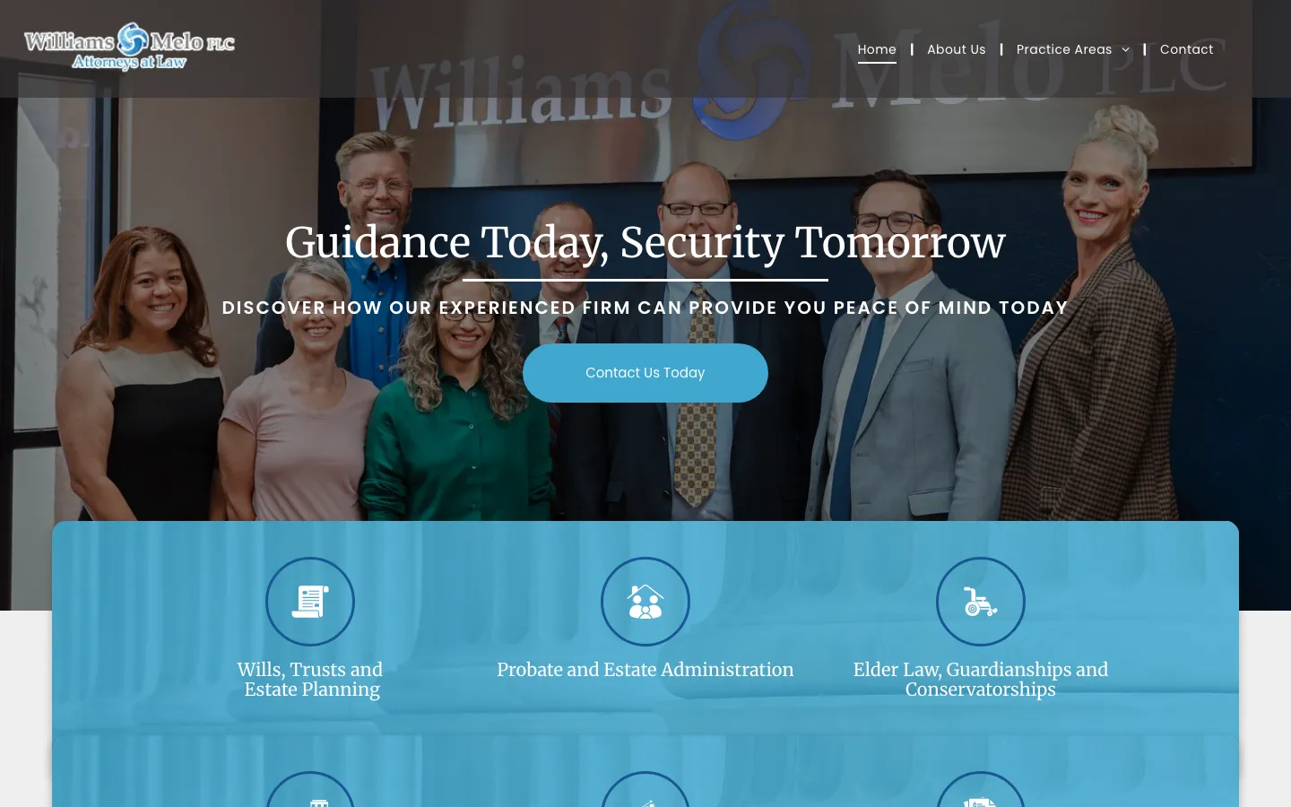 Screenshot of the Williams Melo website